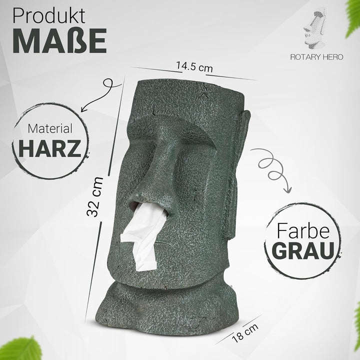 Rotary Hero Moai Taschentuchbox Taschentuchspender Kosmetiktücher box - Badezimmer Deko - 18x19x31.5