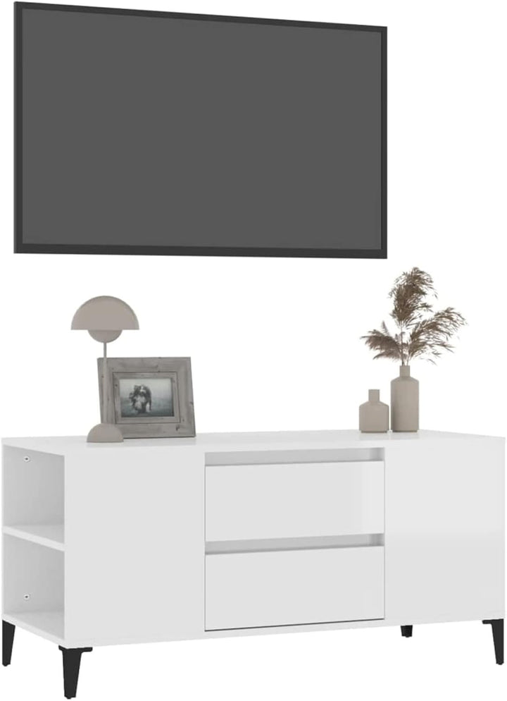 Tidyard TV Schrank Lowboard mit 4 offene Fächer und 2 Schubladen TV Möbel Fernsehschrank Fernsehtisc