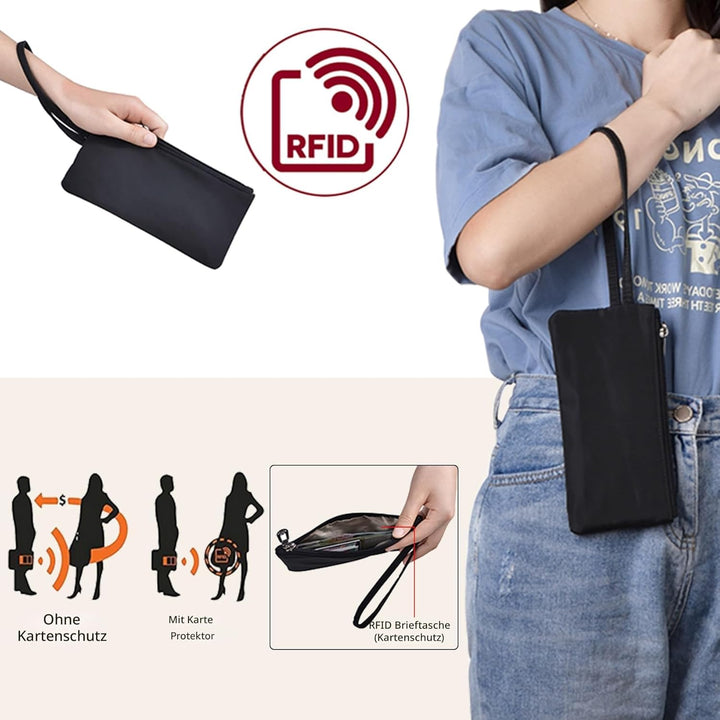 NOTAG Umhängetasche Damen, Wasserdicht Nylon Schultertasche Mehrfachtasche Handtasche mit RFID Geldb