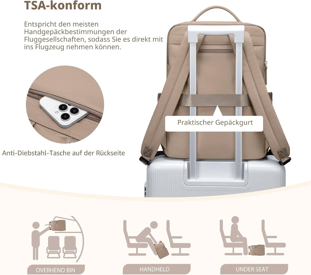 Laptop Rucksack für Damen 16 Zoll, Arbeit, Business, Computer-Rucksäcke mit Laptopfach, wasserdicht,