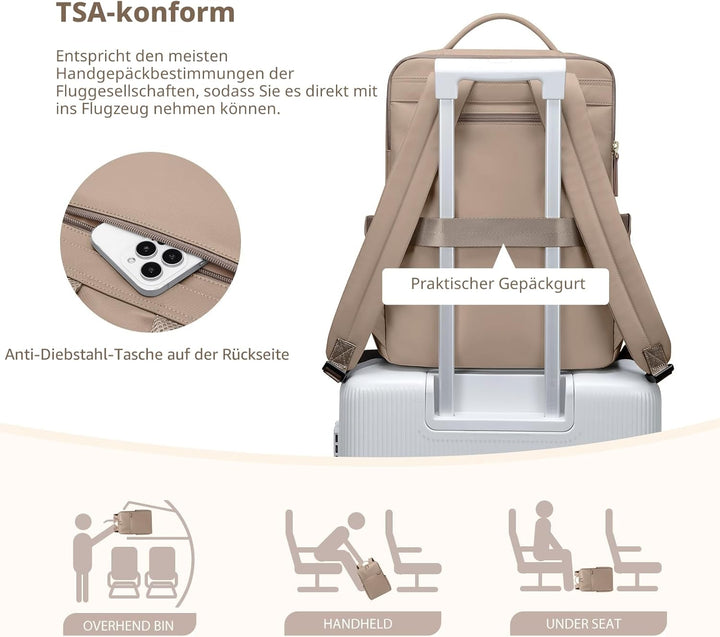 Laptop Rucksack für Damen 16 Zoll, Arbeit, Business, Computer-Rucksäcke mit Laptopfach, wasserdicht,