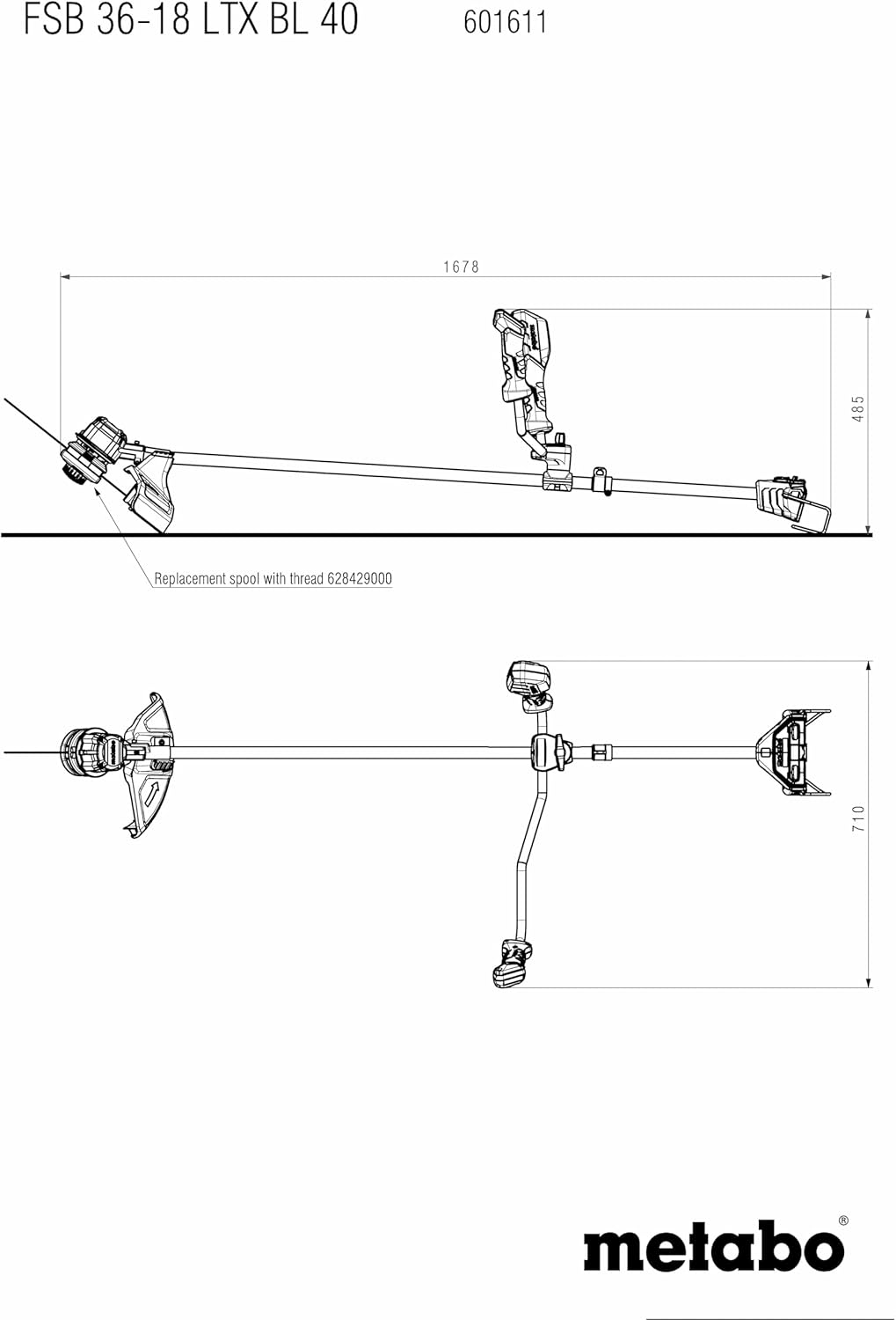 metabo Akku-Freischneider FSB 36-18 LTX BL 40 – 601611850 – 18 V – Leiser Akku-Freischneider mit Zwe