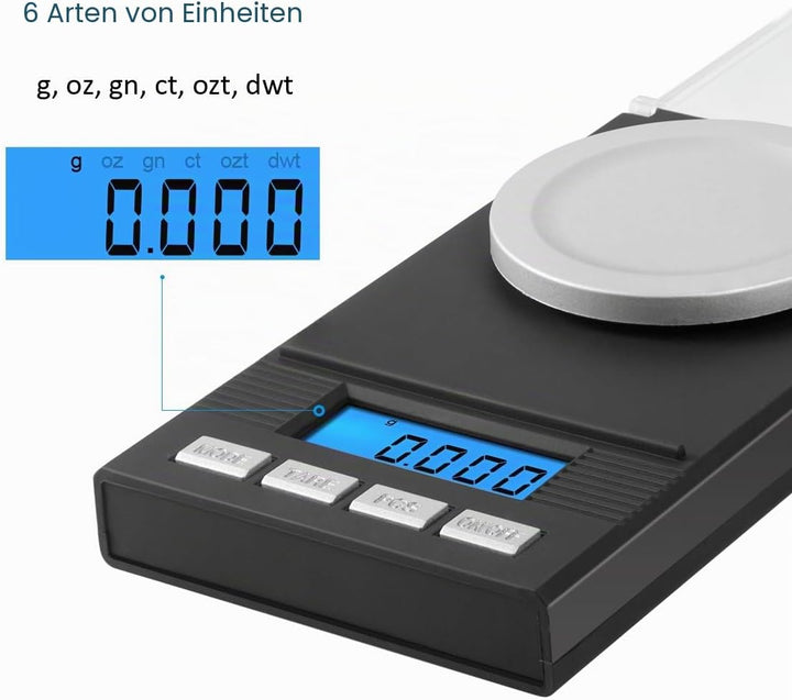 Brifit Feinwaage 50g/0,001g, Milligramm Waage mit Kalibriergewicht, Taschenwaage, Goldwaage, Münzwaa