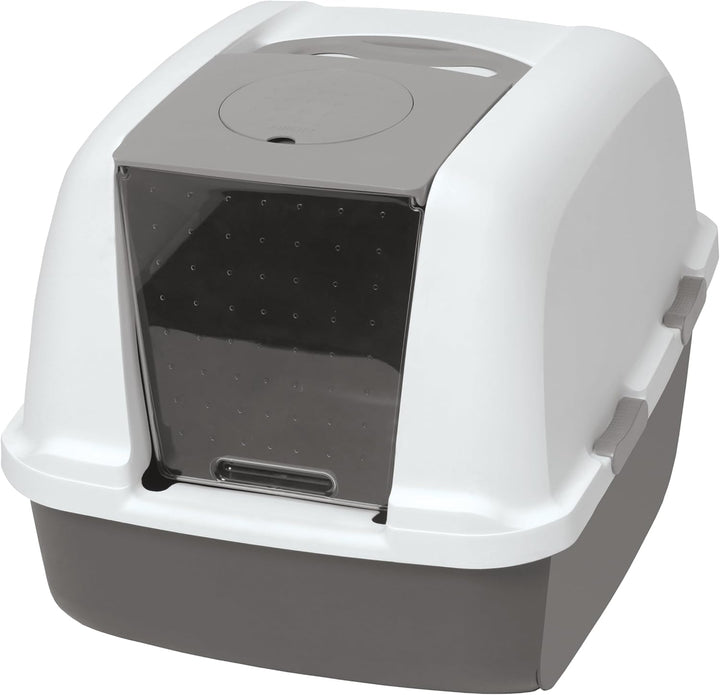 Catit Jumbo Katzentoilette mit Abdeckung, Weiss/Grau Weiss/Grau 1 Stück (1er Pack), Weiss/Grau 1 Stü