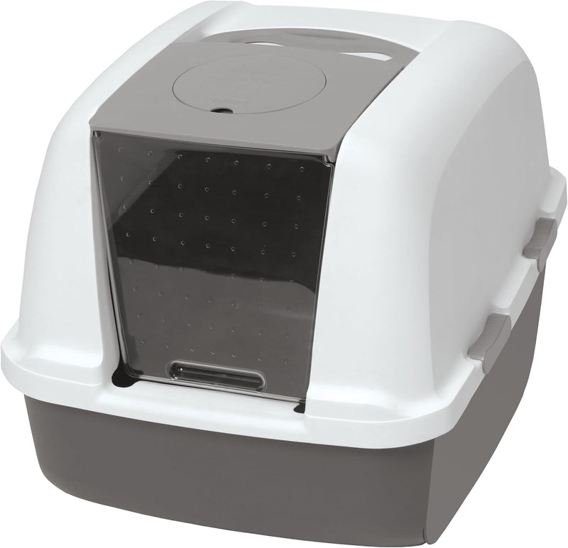 Catit Jumbo Katzentoilette mit Abdeckung, Weiss/Grau Weiss/Grau 1 Stück (1er Pack), Weiss/Grau 1 Stü