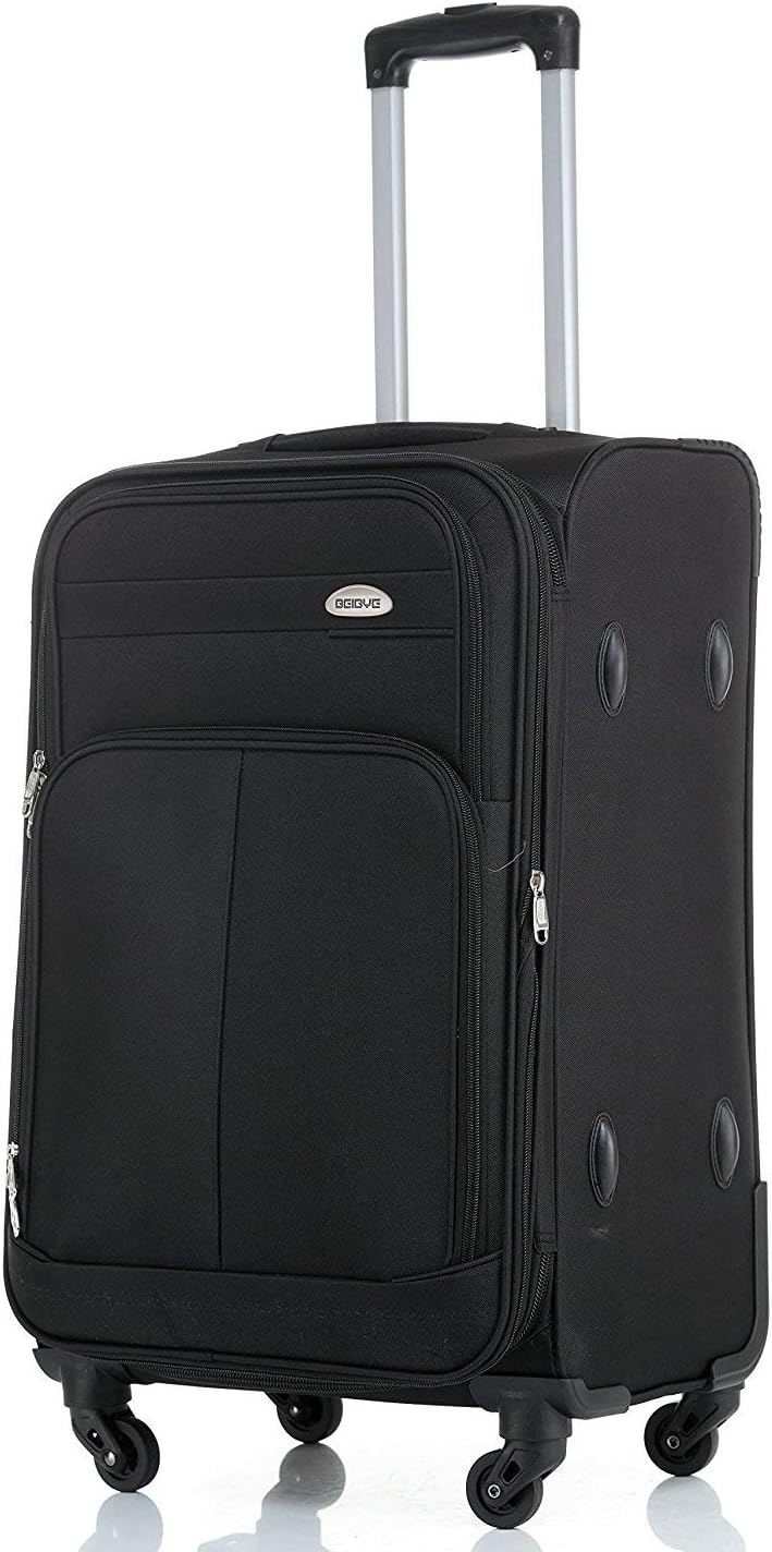 TOP-Trolley-Koffer-Set - 2-teilig - 64+54cm, Dehnfalte, 4 Rollen (Schwarz)