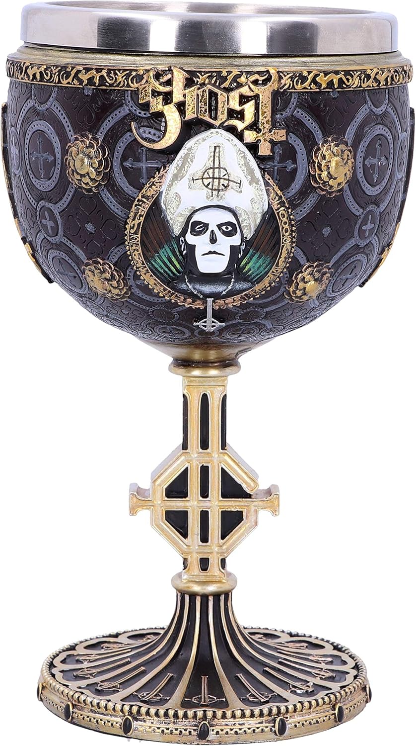 Nemesis Now Meliora Gold Kelch Ghost Papa Emeritus III aus Kunstharz mit Edelstahl B4886P9