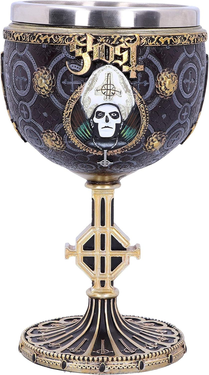 Nemesis Now Meliora Gold Kelch Ghost Papa Emeritus III aus Kunstharz mit Edelstahl B4886P9