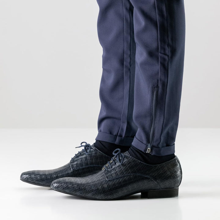 Werner Kern Herren Tanzschuhe Ravenna 28043 - Leder Grattato Blu - Normalweite - 2 cm Standard Absat