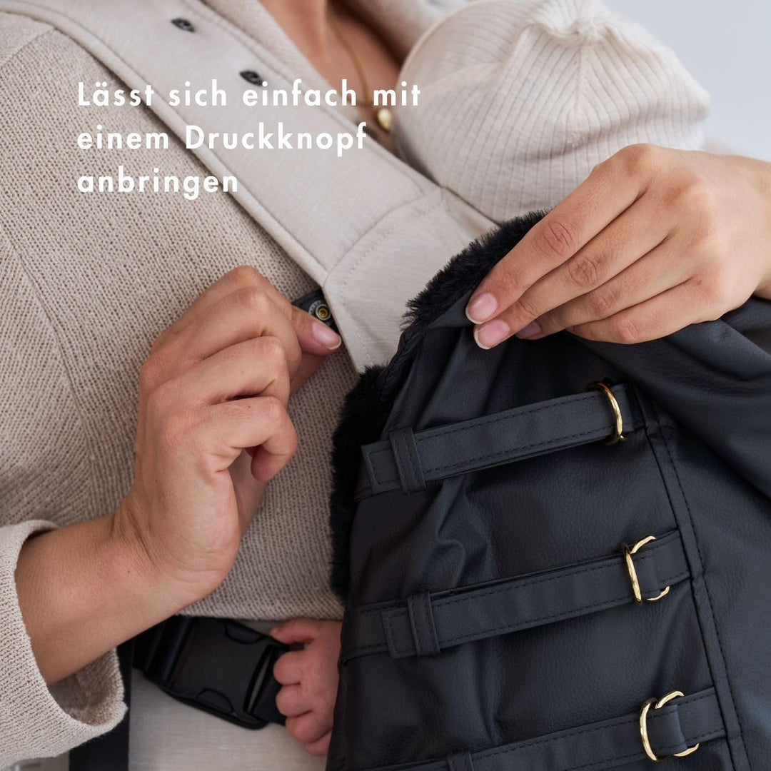 ROOKIE Babytragen Wintercover (Black) - Grösse 56-96 - Weiches Kunstfell als Innenfutter - Wind & Wa