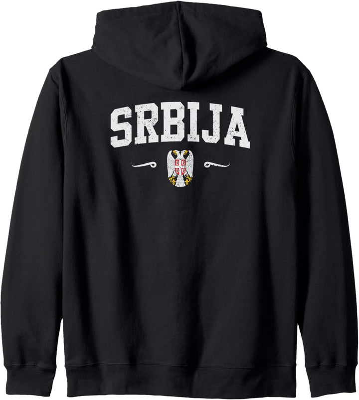 Srbija Serbien Sport Design mit Doppeladler Kapuzenjacke