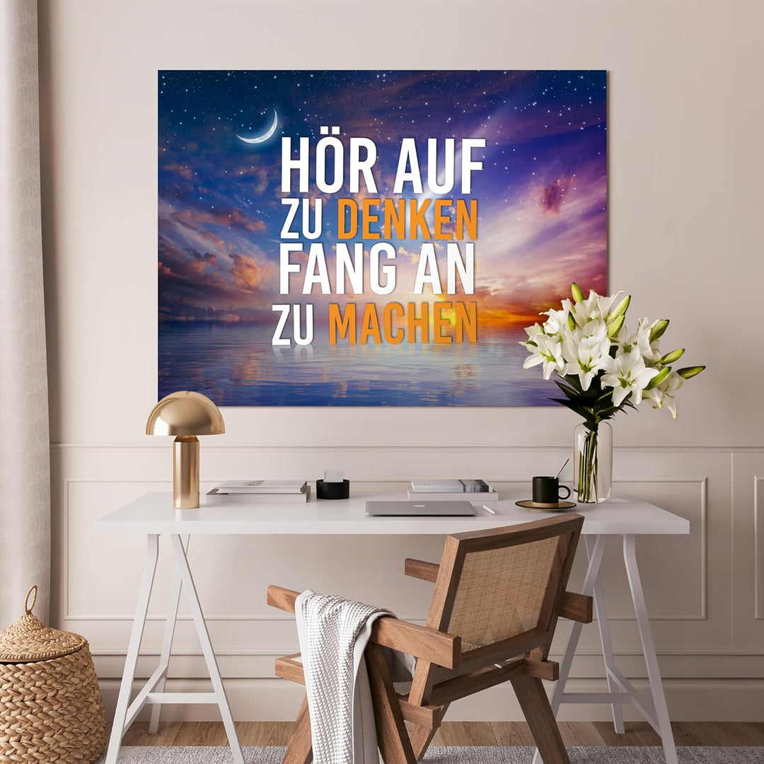 wandmotiv24 Motivations Motiv als Leinwandbild, 100x75cm, Querformat, Fang an zu Machen, Meer, Stern