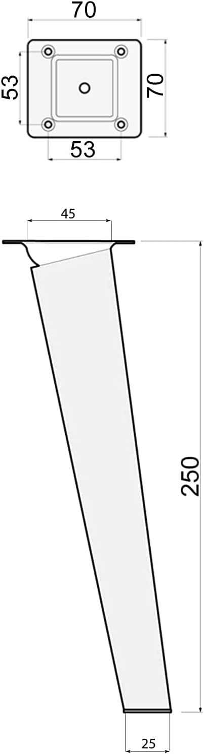 Sossai Möbelfüsse aus Massivholz Eiche mit Öl-Finish, Clif Square HMF4, 25 cm hoch, eckig, schräge A