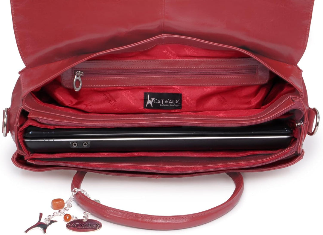 Catwalk Collection Handbags - Leder - Übergrosse Laptoptasche Schultasche/Organizer/Arbeitstasche/Ak