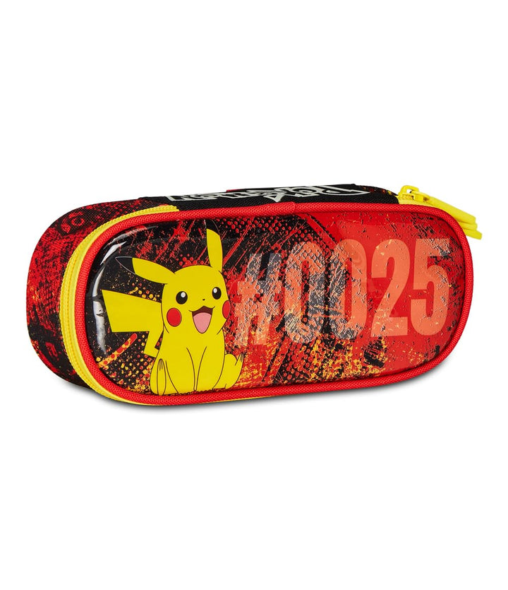 Seven Federmäppchen Round Plus, Pokemon Pikachu, Gelb Rot, Mäppchen für Schulanfänger mit einem Reis