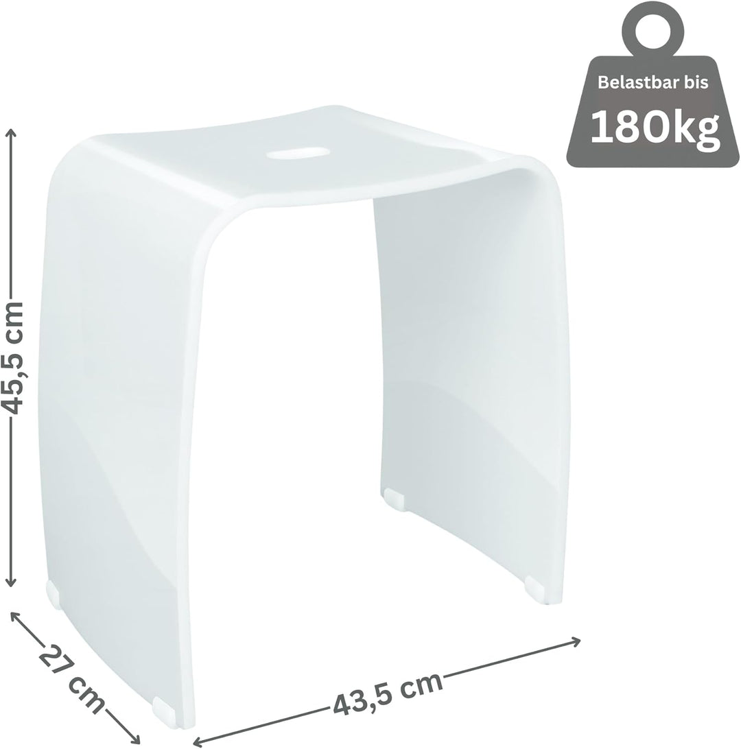 Libaro Badhocker Meran aus Acryl, für die Dusche geeignet, mit Griff, Zeitloses Design, rutschsicher