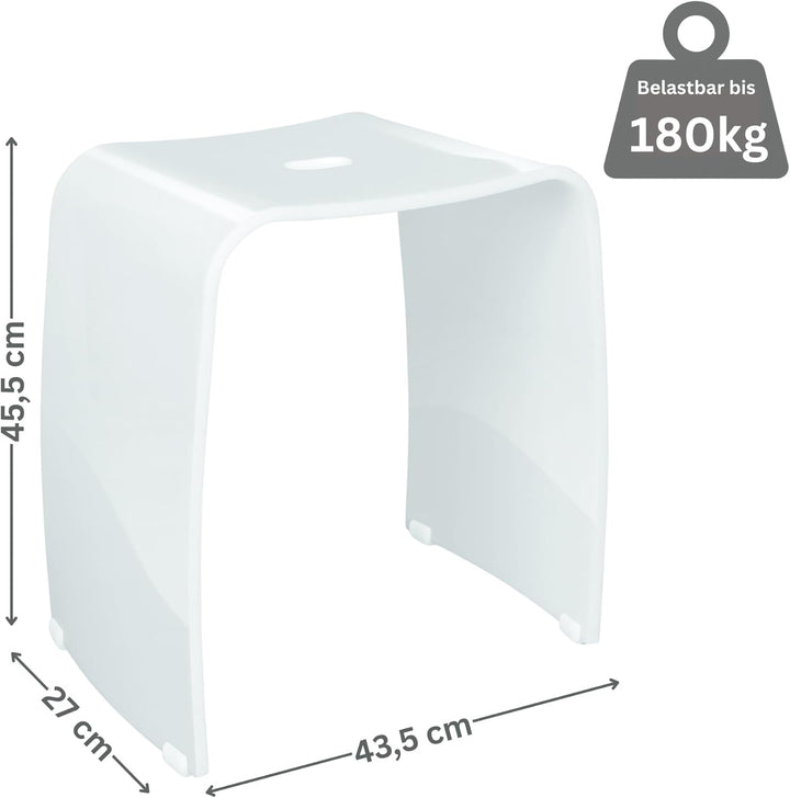 Libaro Badhocker Meran aus Acryl, für die Dusche geeignet, mit Griff, Zeitloses Design, rutschsicher