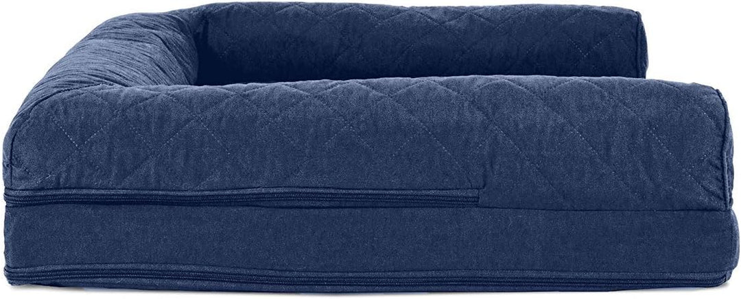Furhaven Large Orthopedic Dog Bed Quilted Sofa-Style w/Removable Washable Cover - Navy, Large Navy L