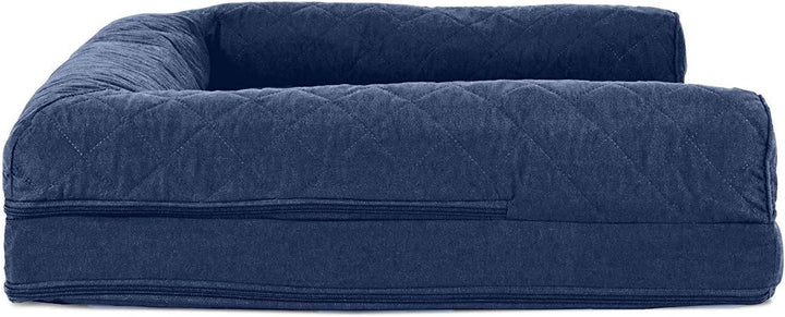 Furhaven Large Orthopedic Dog Bed Quilted Sofa-Style w/Removable Washable Cover - Navy, Large Navy L