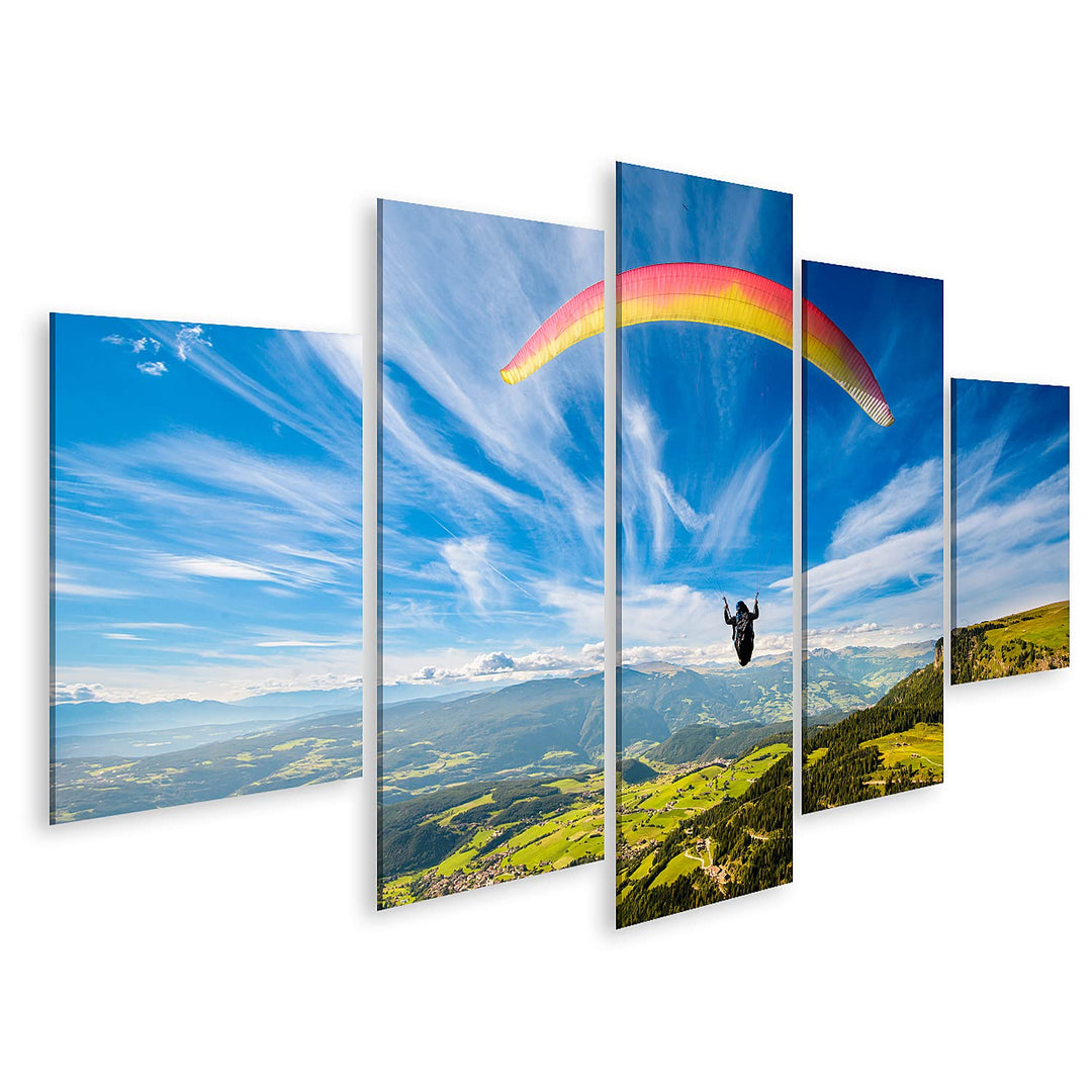 islandburner Bild auf Leinwand Gleitschirm Fliegen Über Berge Im Sommer Tag Bilder Wandbilder Poster