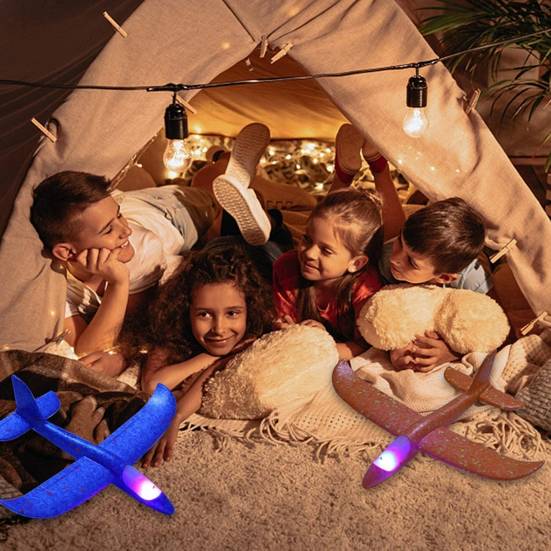 Queta Leuchtende Segelflugzeug Kinder Styroporflieger Flugzeuge Styropor, 48cm gross Manuelles Werfe
