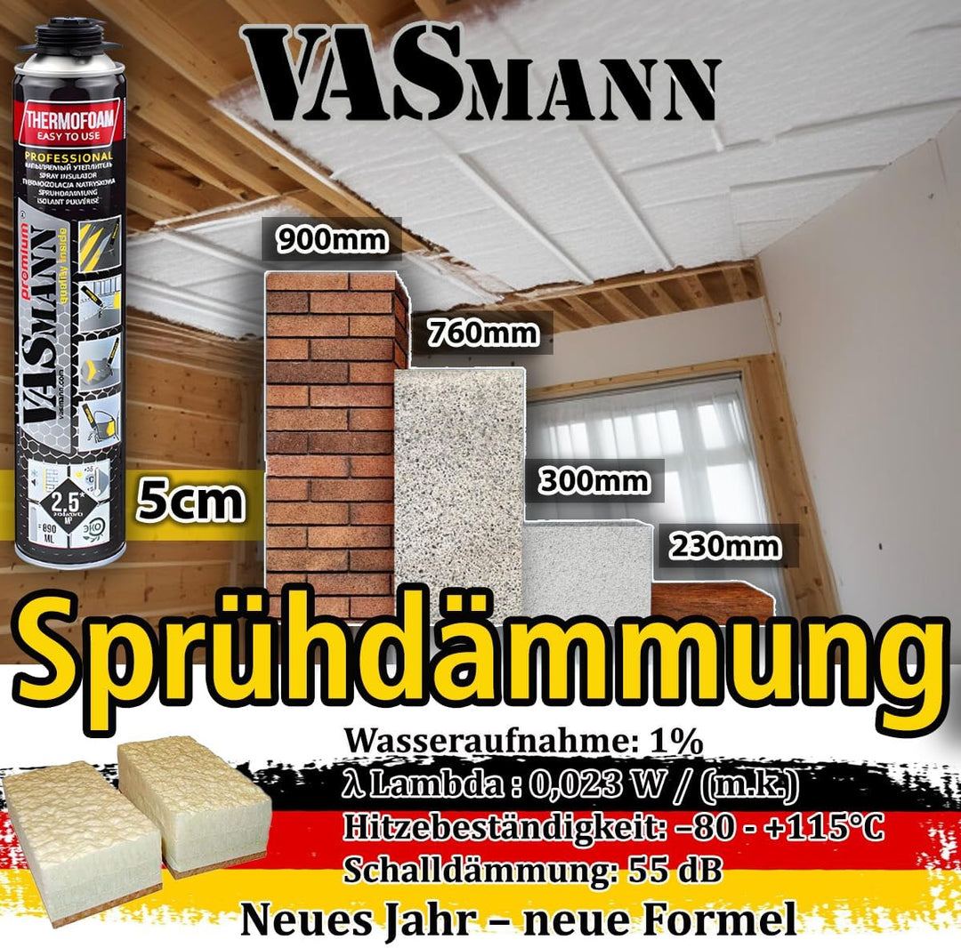 24x890ml PU-Sprühdämmung &amp; Sprühisolierung – Effektive Wärmedämmung für Dach, Kellerdecke &amp; Wände |