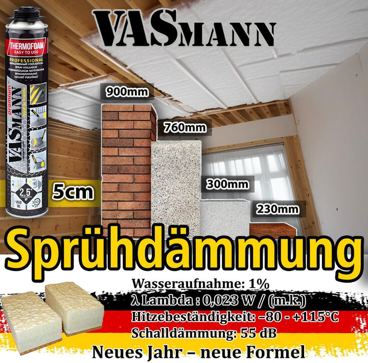 24x890ml PU-Sprühdämmung &amp; Sprühisolierung – Effektive Wärmedämmung für Dach, Kellerdecke &amp; Wände |