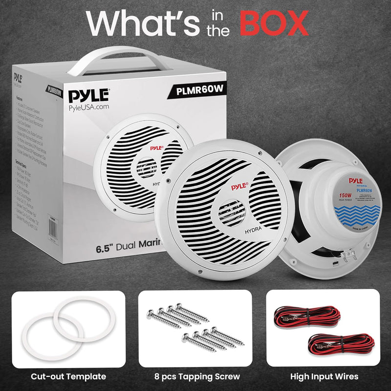 pyle Audio INC PLMR60 W Lautsprecher (Wasserdicht, 150 W) weiss, 2 Stück, PLMR60W, 150 Watts weiss 1