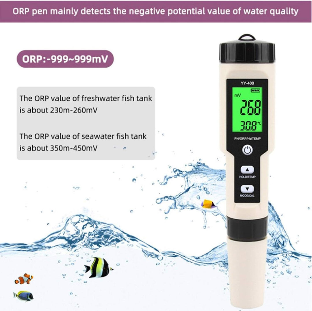 PUSOKEI Multifunktionales Wasserqualitätsmonitor-Testmessgerät, tragbar 4-in-1-PH-ORP-H2-Temperaturt