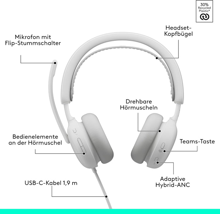 Logitech Zone Wireless 2 ES for Business – Kabelloses Headset mit Geräuschunterdrückung und Adaptive
