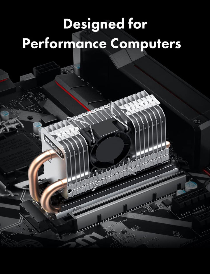 GRAUGEAR | M.2 NVMe SSD (2280) Kühler | Heatpipe Kühler mit Lüfter für M.2 SSD | aktive | 25mm PWM-L