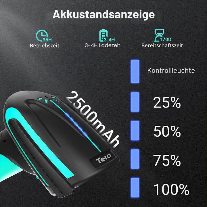 Tera Pro 3 in 1 Extreme Leistung Barcodescanner Kabellos QR 2D 1D Bluetooth Kabellos 2,4G & Kabelgeb