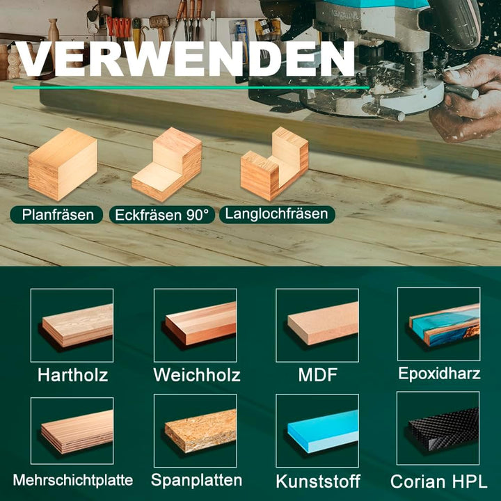 BALUGAEA Planfräser 8mm Schaft Durchmesser 38,1 mm Hobelfräser Holz Abflachfräser mit TiN-besch Hart