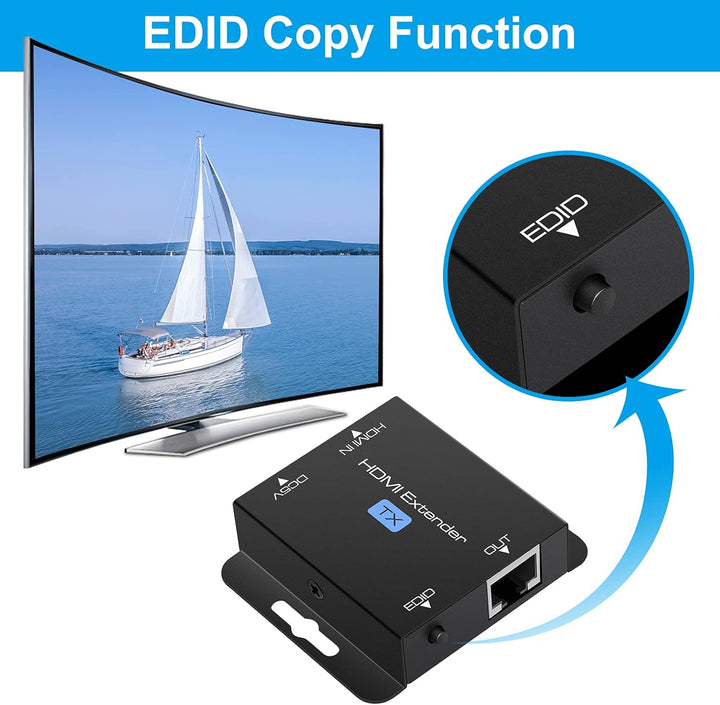 VEDINDUST HDMI Extender, Over Cat5e/6/7 Ethernet HDMI Transmitter Empfänger unterstützt EDID 1080p P