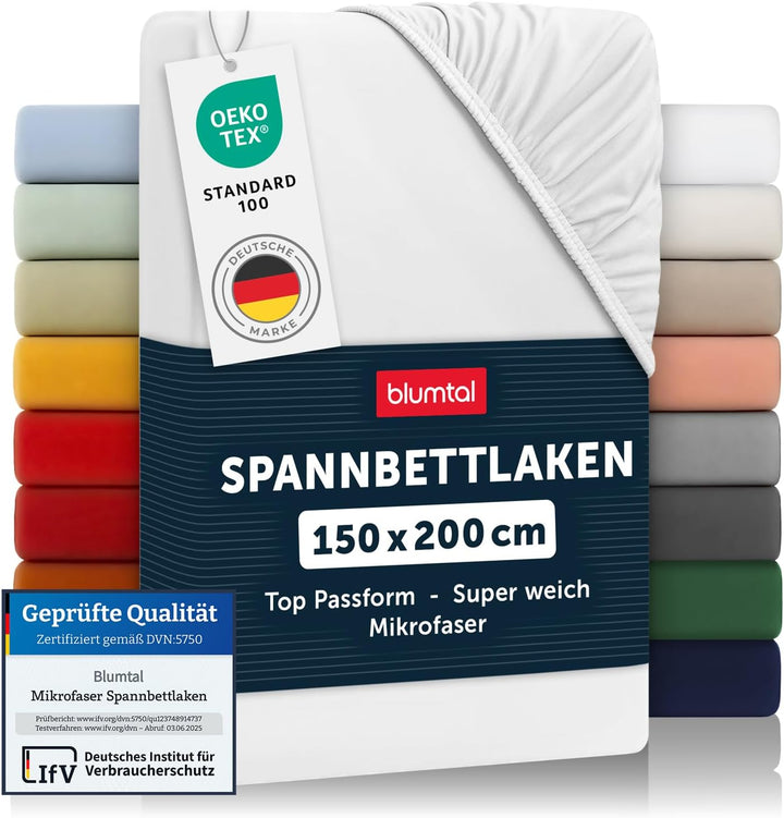 Blumtal® Spannbettlaken 150x200 cm 2er Set- Bettlaken 150x200 aus Microfaser - Oekotex zertifizierte