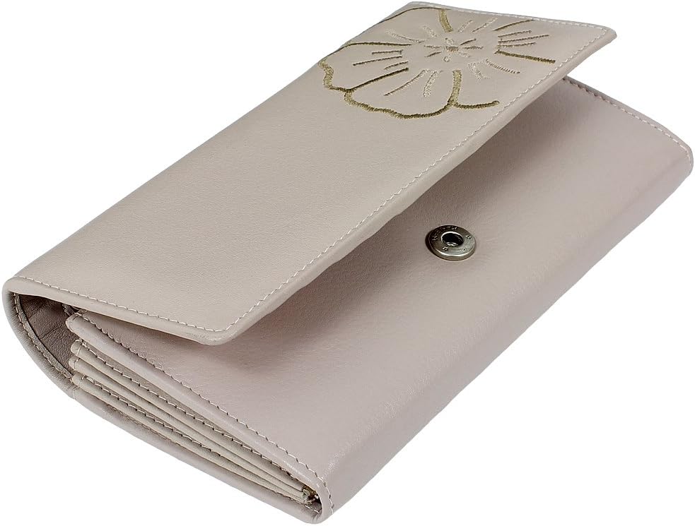 Branco Damen Geldbörse Portemonnaie Leder Damenbörse Damen Geldbeutel taupe, Taupe