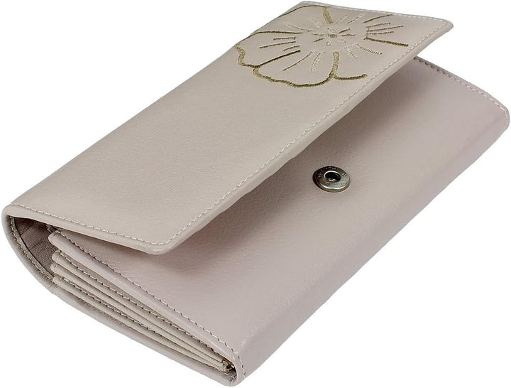 Branco Damen Geldbörse Portemonnaie Leder Damenbörse Damen Geldbeutel taupe, Taupe