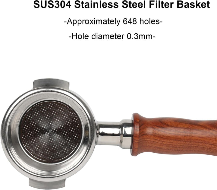 CAPFEI 58 mm bodenloser Siebträger mit 2 Ösen für E61-Brühkopf | Holzgriff