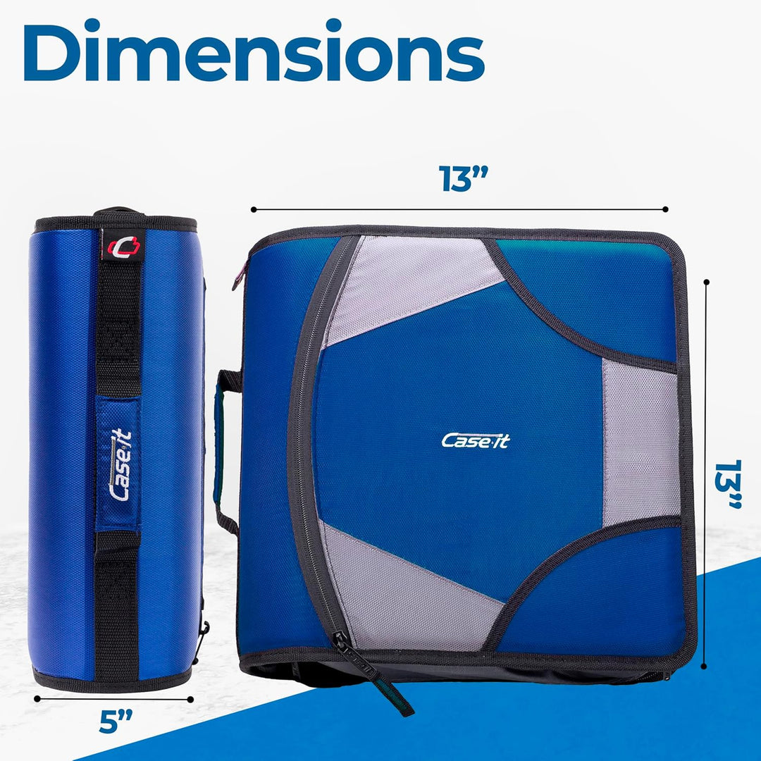 Case-it D-186 The King Size Zip Tab Zipper Binder – 10,2 cm D-Ringe – 5 Fächer – mehrere Taschen – 8