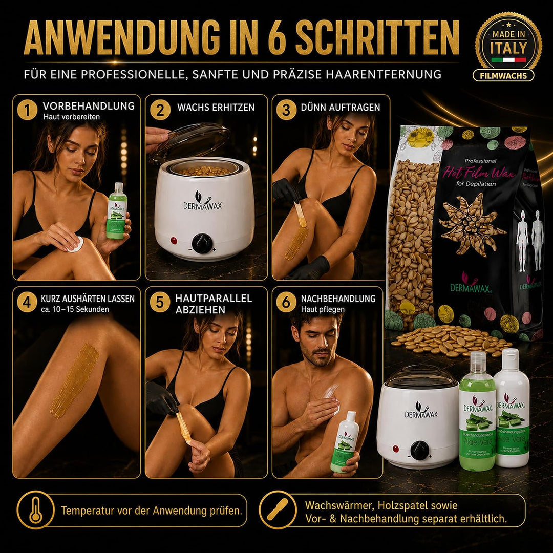 Dermawax 1 kg Gold Waxing Perlen- Professionelle Heisswachs Wachsperlen zur Haarentfernung- Anwendun