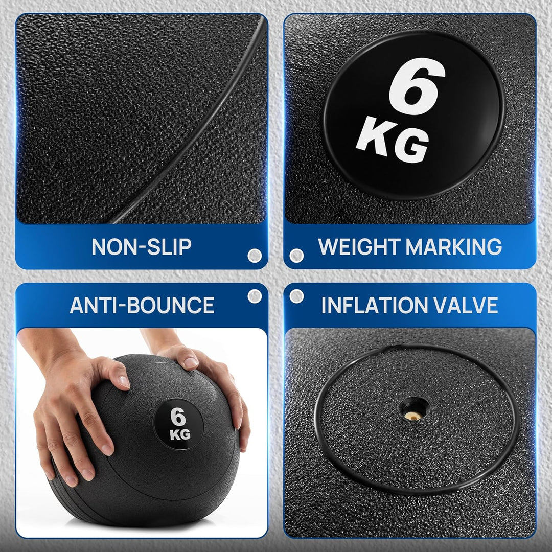 Yes4All Slam Ball - Smooth - KGs - 6KG, Schwarz