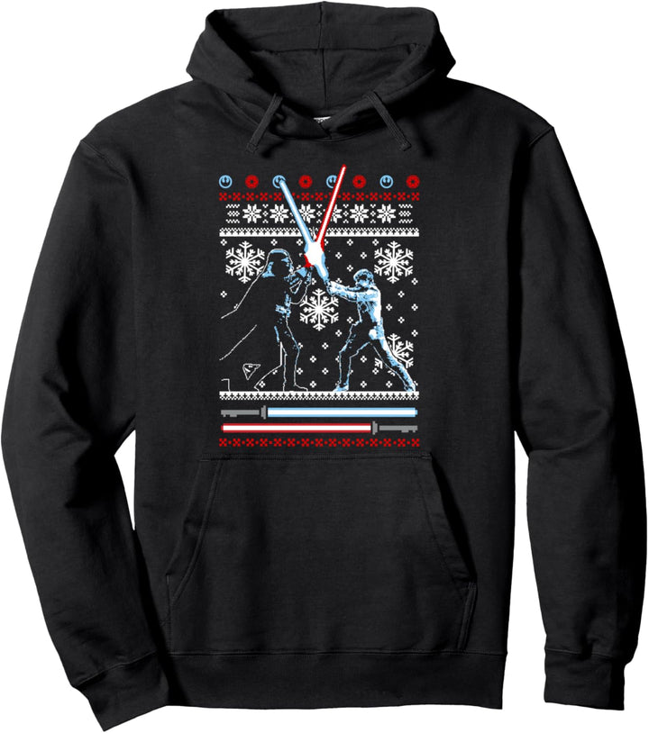 Star Wars Luke & Vader Lightsaber Battle Holiday Pattern Pullover Hoodie