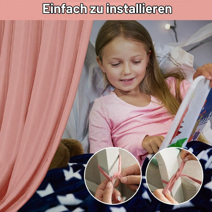 HOTUT Hausbett Himmel,2 Stück Betthimmel Babybett aus Musselin,Weich und atmungsaktiv Baldachin Kind