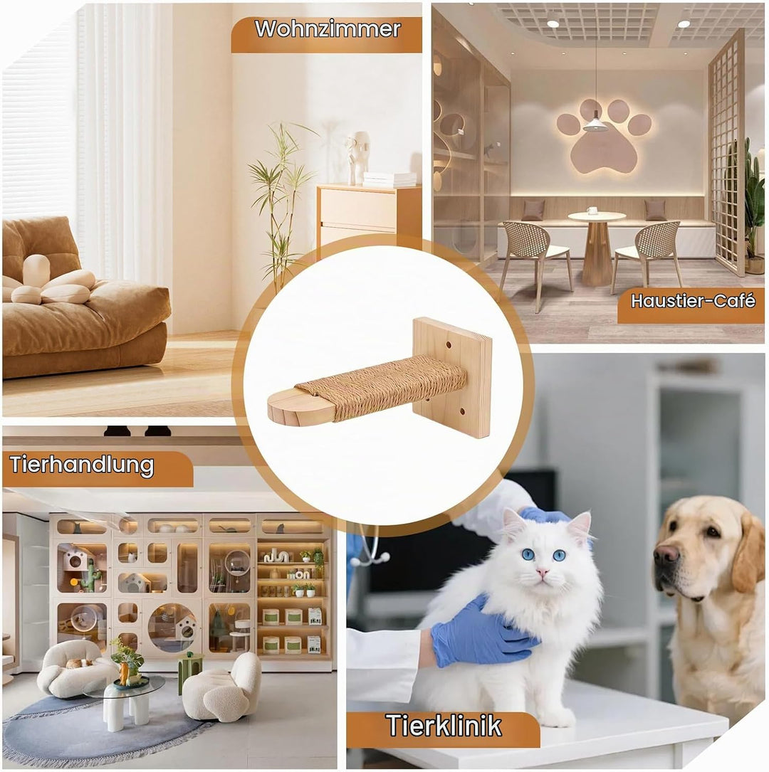 4 Stück Katzentreppe Wand, Kletterstufe 20CM, DIY Kletterwand Katzen, Katzenleiter Katzenbretter, Ka