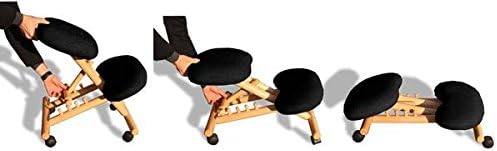 cinius Ergonomischer Stuhl Orthopädischer Kniestuhl Computerstuhl Kniehocker Stoff Natural/Schwarz F
