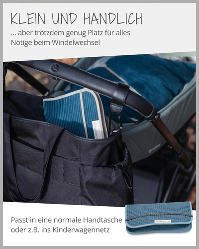ULLENBOOM Windeltasche für unterwegs, Blau, Made in EU - Wickeltasche für bis zu 3 Windeln, Feuchttü