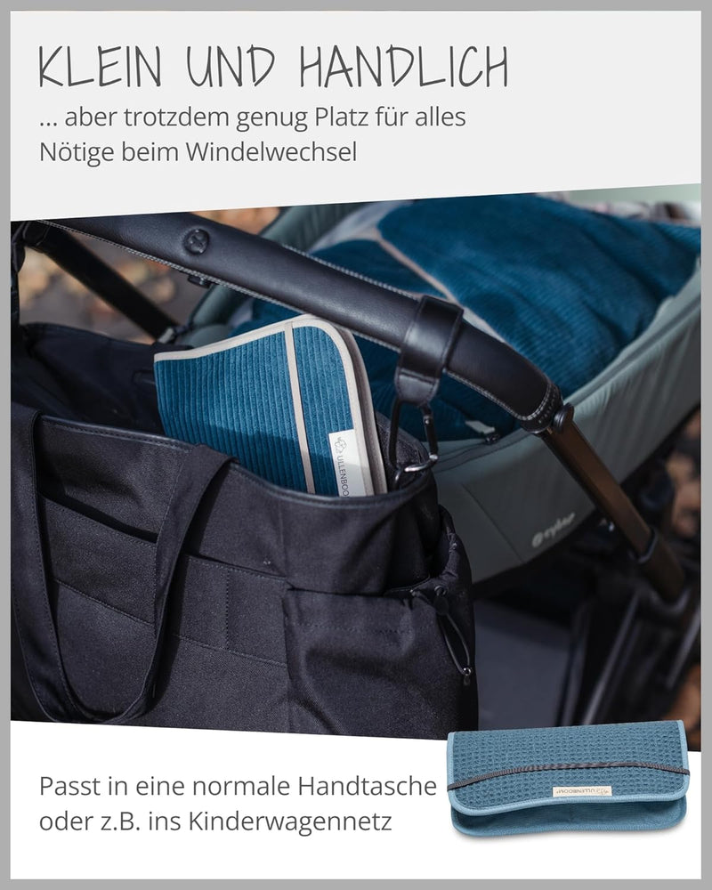 ULLENBOOM Windeltasche für unterwegs, Blau, Made in EU - Wickeltasche für bis zu 3 Windeln, Feuchttü