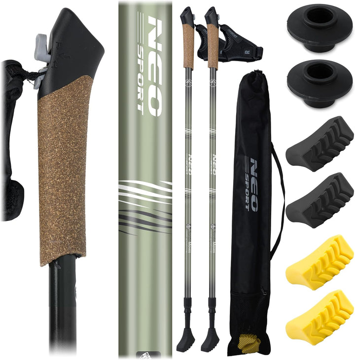 Neo-Sport Walking Stöcke Wanderstöcke Mit Korkgriff Aluminium Teleskop Verstellbar 85-143 cm 2 Stück