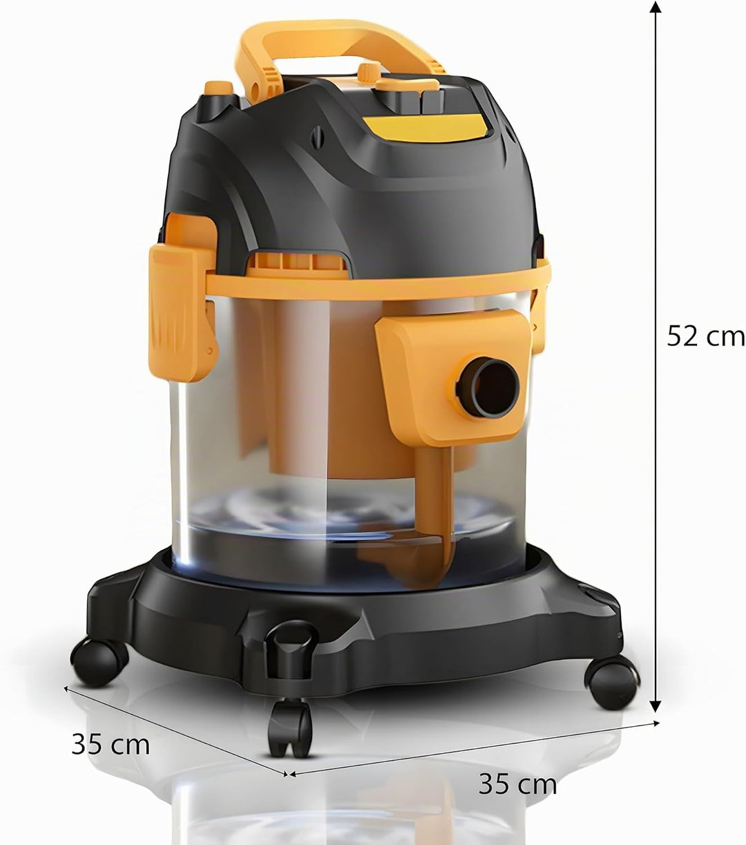 Retoo Nass-Trocken-Sauger 8m Arbeitsbereich, Staubsauger 2200W Radstaubsauger 2.5L, für Teppiche Pol