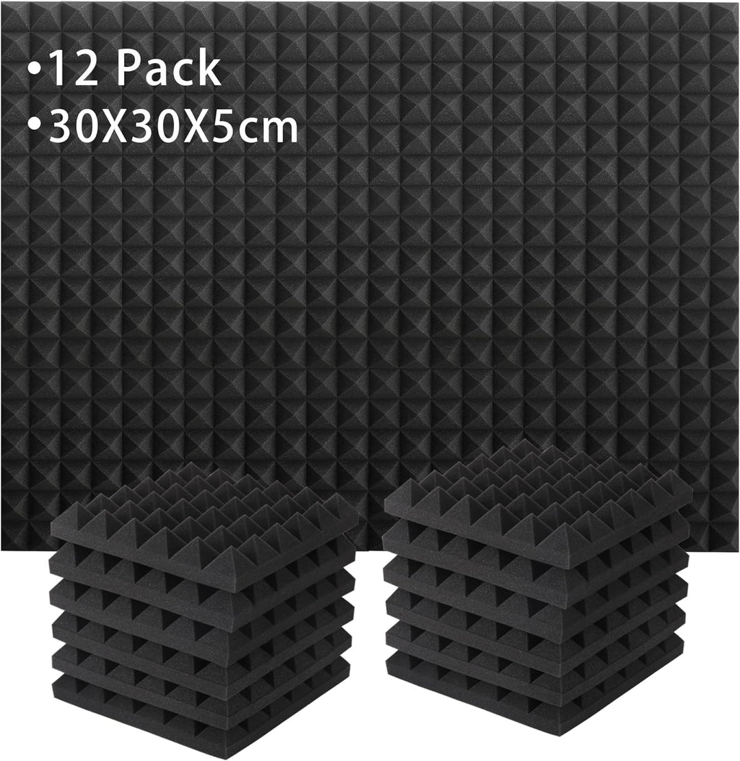 12 Stück Akustikschaumstoff Schalldämmun, Akustikschaumplatten mit hoher Dichte, Schallschutz für Wä